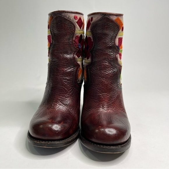 RARE Freebird by Steven Disco Western Tapestry Distressed Rust Leather Boho Boot - Picture 3 of 16